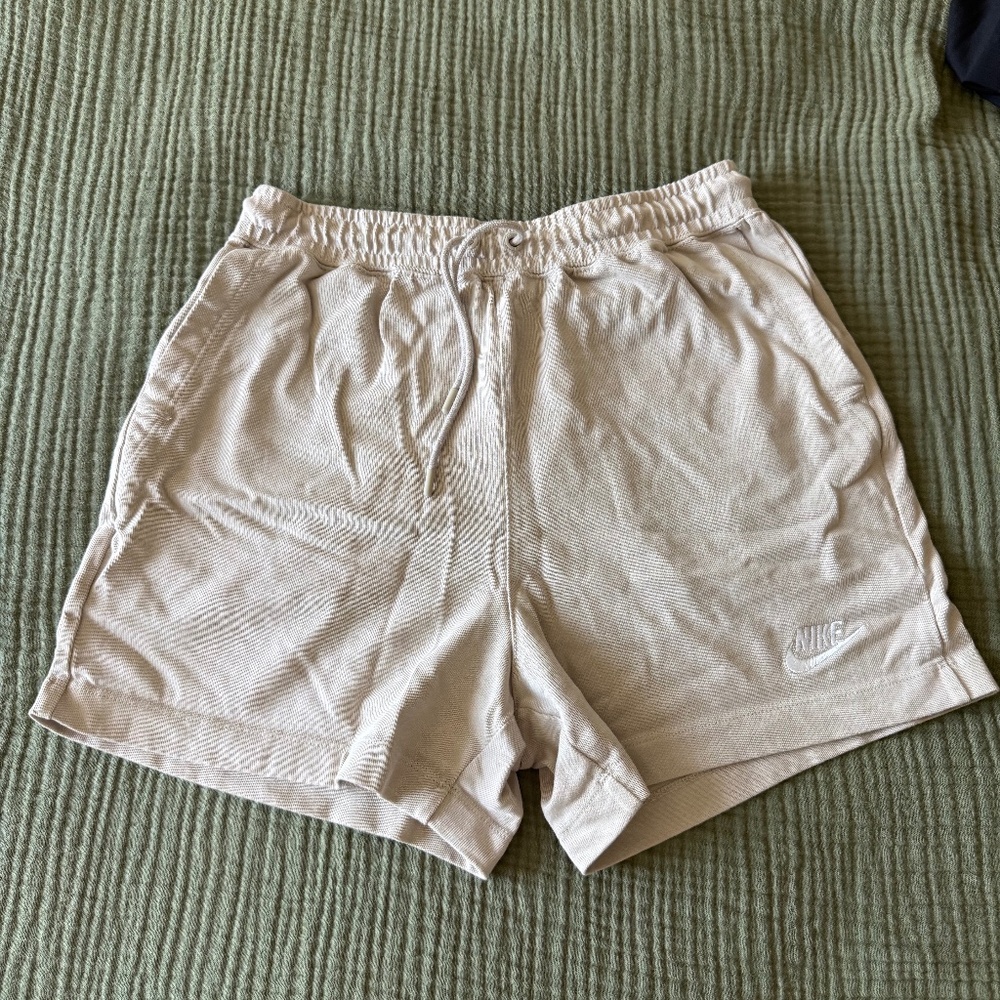 Nike Beige Sweat Shorts Women’s Size Small Drawstring Lounge Athletic Shorts S